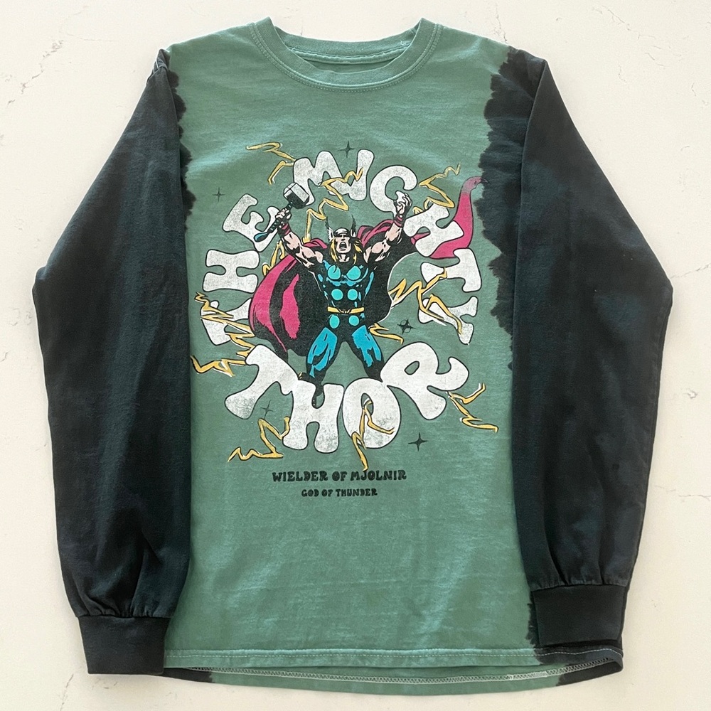 Marvel "The Mighty Thor" Green Tie-dye Shirt Adult XS